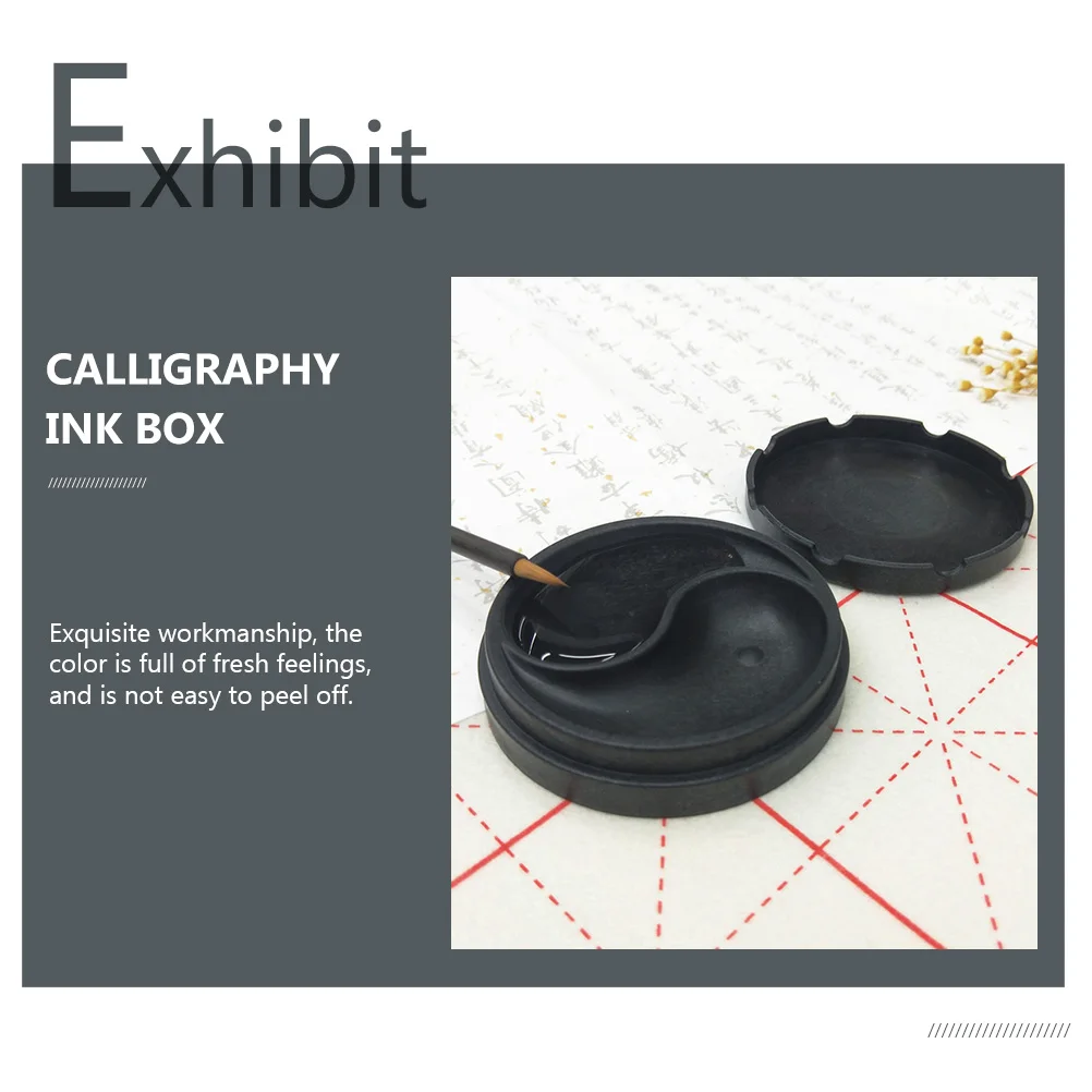 

1Pcs Tai Ji Diagram Ink Box Traditional Writing Accessory Students Inkstone Painting Ink Slab Lid Traditional Writing Accessory
