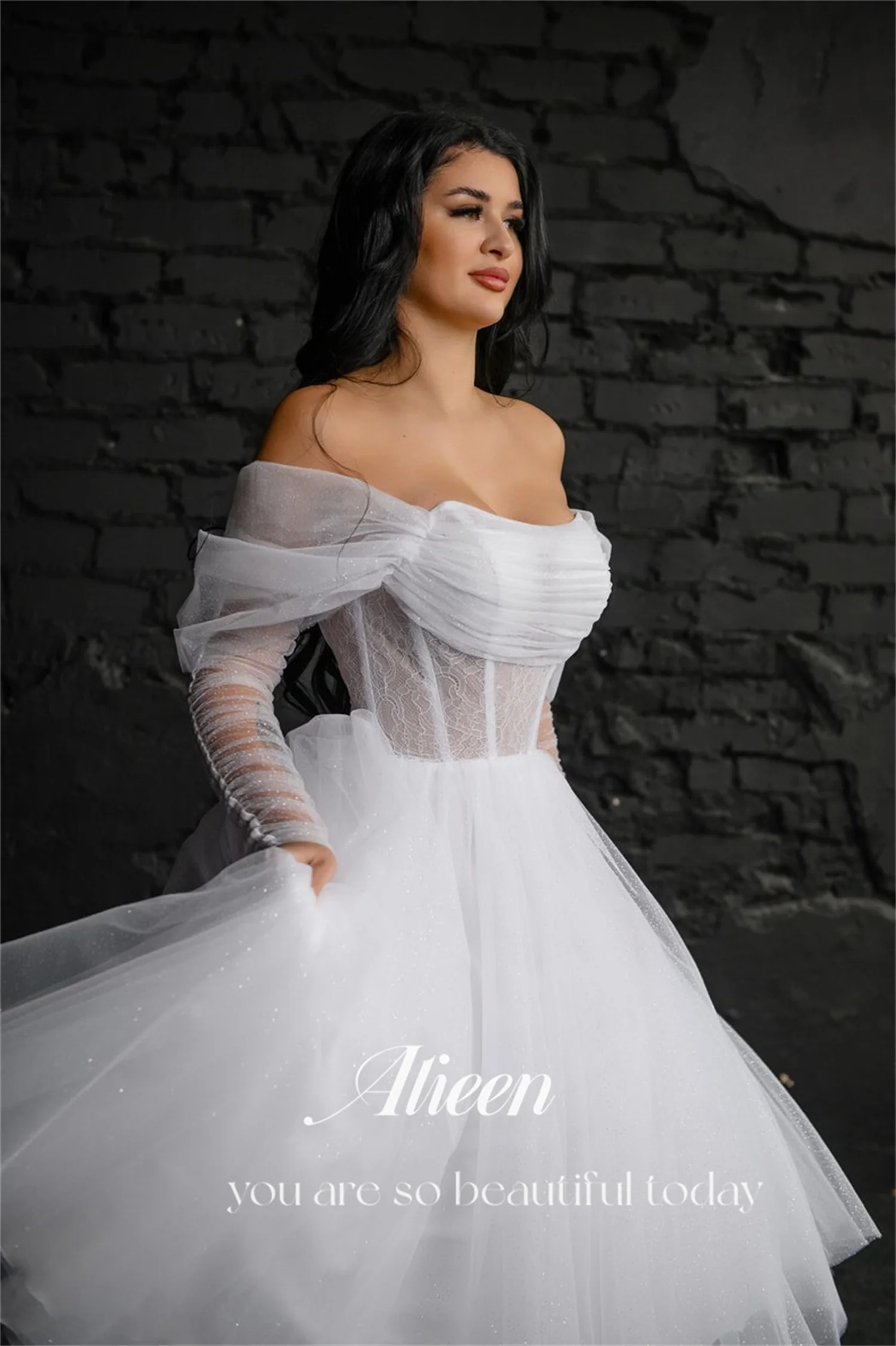 Aileen-Vestido de Noiva Branco Fora do Ombro para Mulheres, Vestidos de Festa Longos Elegantes, Mulheres Baile, Sharon, Feliz Graduação, Mulheres