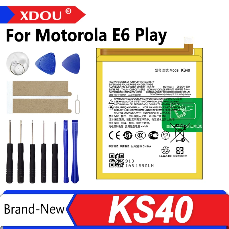 High Quality KS40 3000mAh Battery For Motorola Moto E6 Play XT2029 XT2029-1 Phone Batteries+Tools.