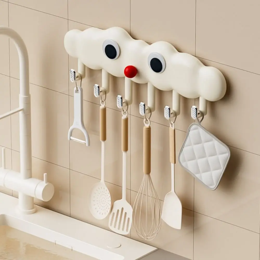 Plastic Clouds Shaped Door Behind Hook Wall Mounted Punch-Free Wall Hanging Clothes Hanger Cute Decorative Wall Hook Kitchen