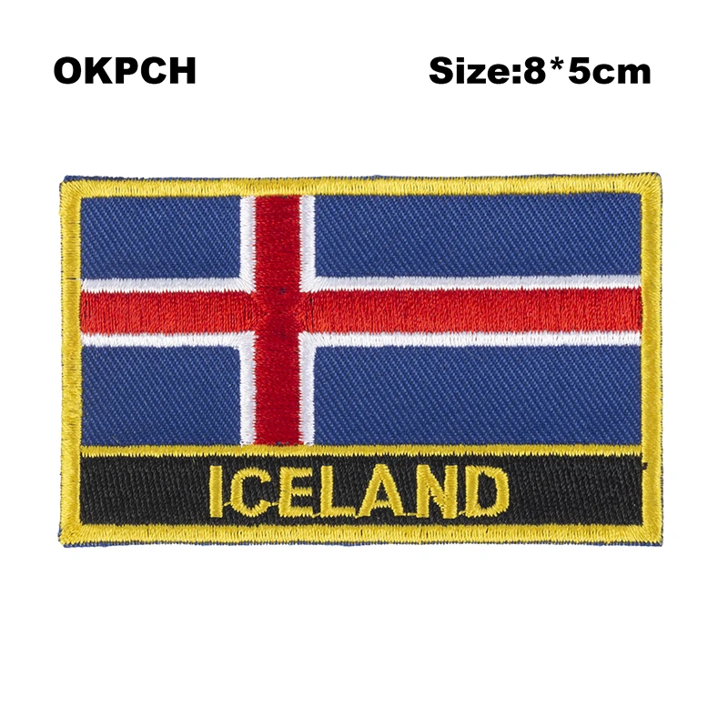 Iceland Flag Embroidery Patches Iron on Saw on Transfer patches Sewing Applications for Clothes in Home&Garden