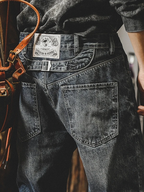 

Американские Sle Ретро Heavyweight Paris Bule Классические прямые свободные повседневные джинсы для мужчин Хлопковая джинсовая ткань с каменным покрытием