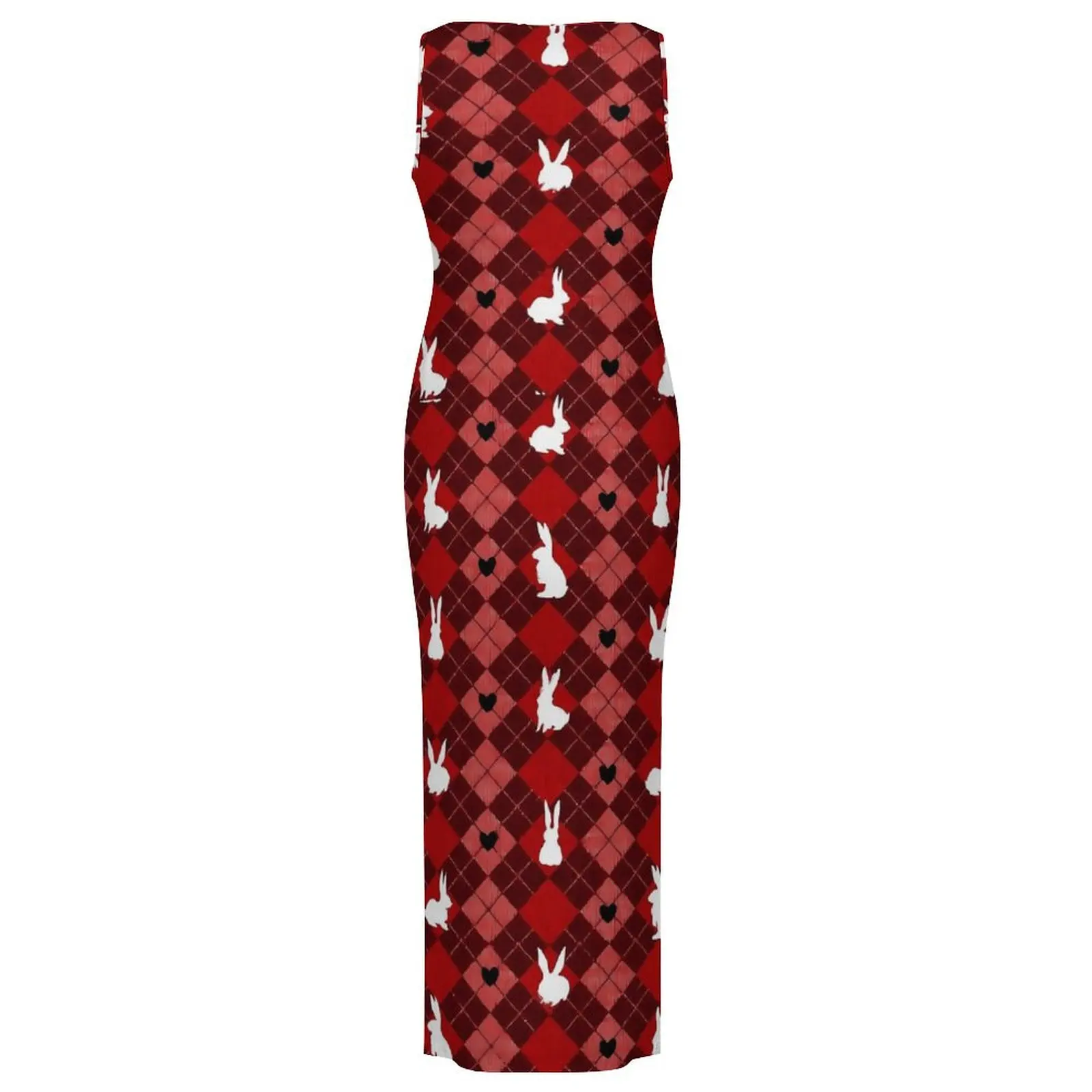 Womens Bodycon Dress 레트로 귀여운 토끼 맥시 드레스 여름 레드 화이트 버니 민소매 캐주얼 Y2k 프린트 드레스 빅 사이즈