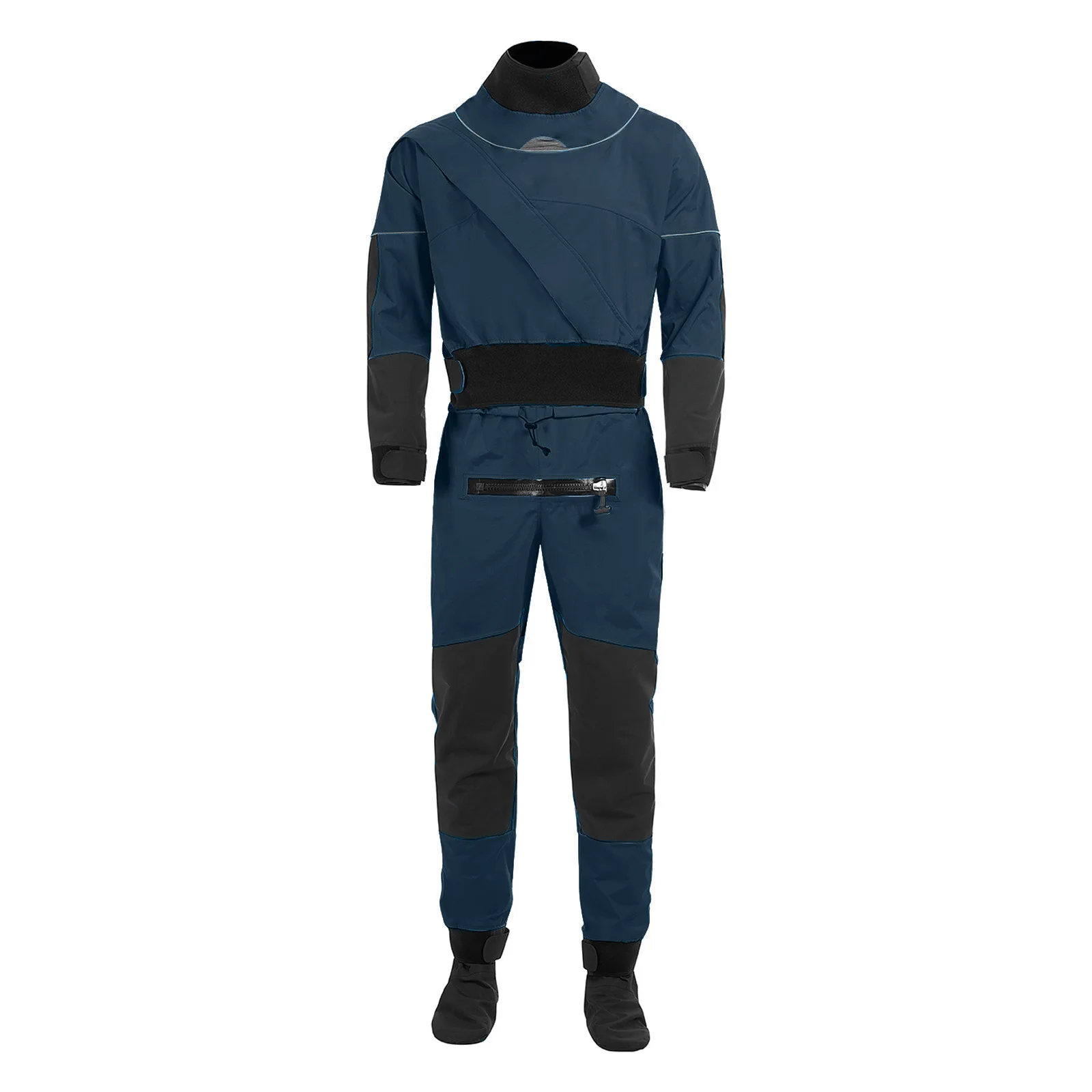 Traje de secado transpirable para hombre, traje seco de tela impermeable de tres capas para surf, pesca con mosca, puños y escote de neopreno, DM-2