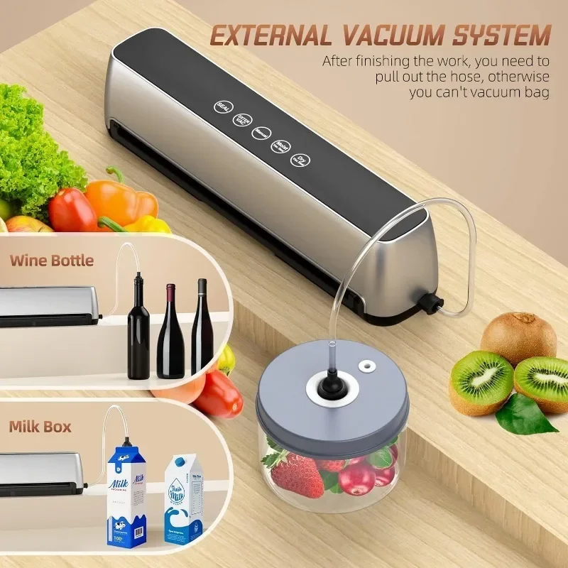 Food Vacuum Sealer Machine Automatic Sealing System for Food Storage Dry and Wet Food Modes LED Indicator Automatic Sealers