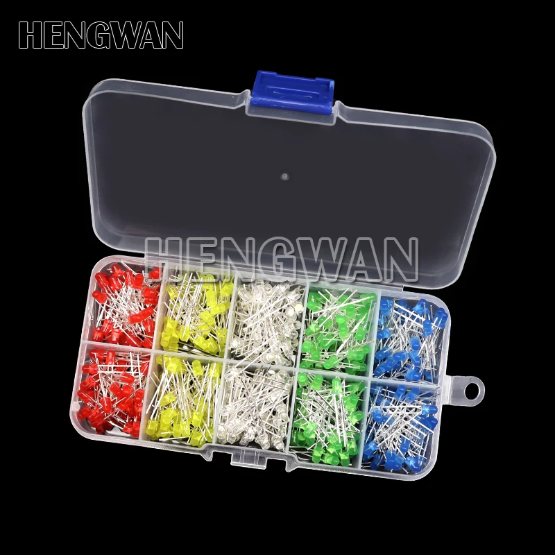 3MM 5MM Light Emitting Diodes electronic kit box F3 F5 LED Diode Assorted Kit White Green Red Blue Yellow Orange