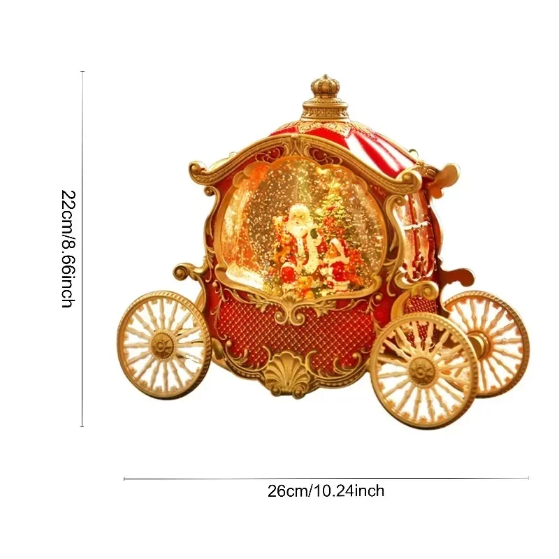 Vintage Santa Claus Carriage Music Box Christmas Decoration with Music Bell Crystal Ball Light Table Ornaments Xmas Kids Gift