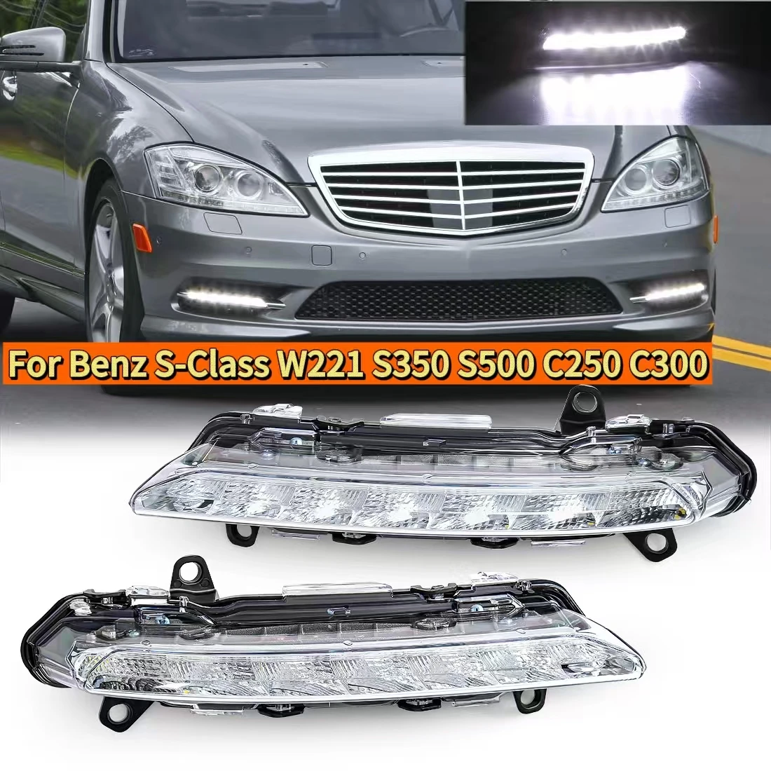 

Автомобильные противотуманные фары дальнего света для Mercedes Benz S-Class W221 S350 S500 C250 C300 DRL дневные ходовые огни 2218201756 2218201856