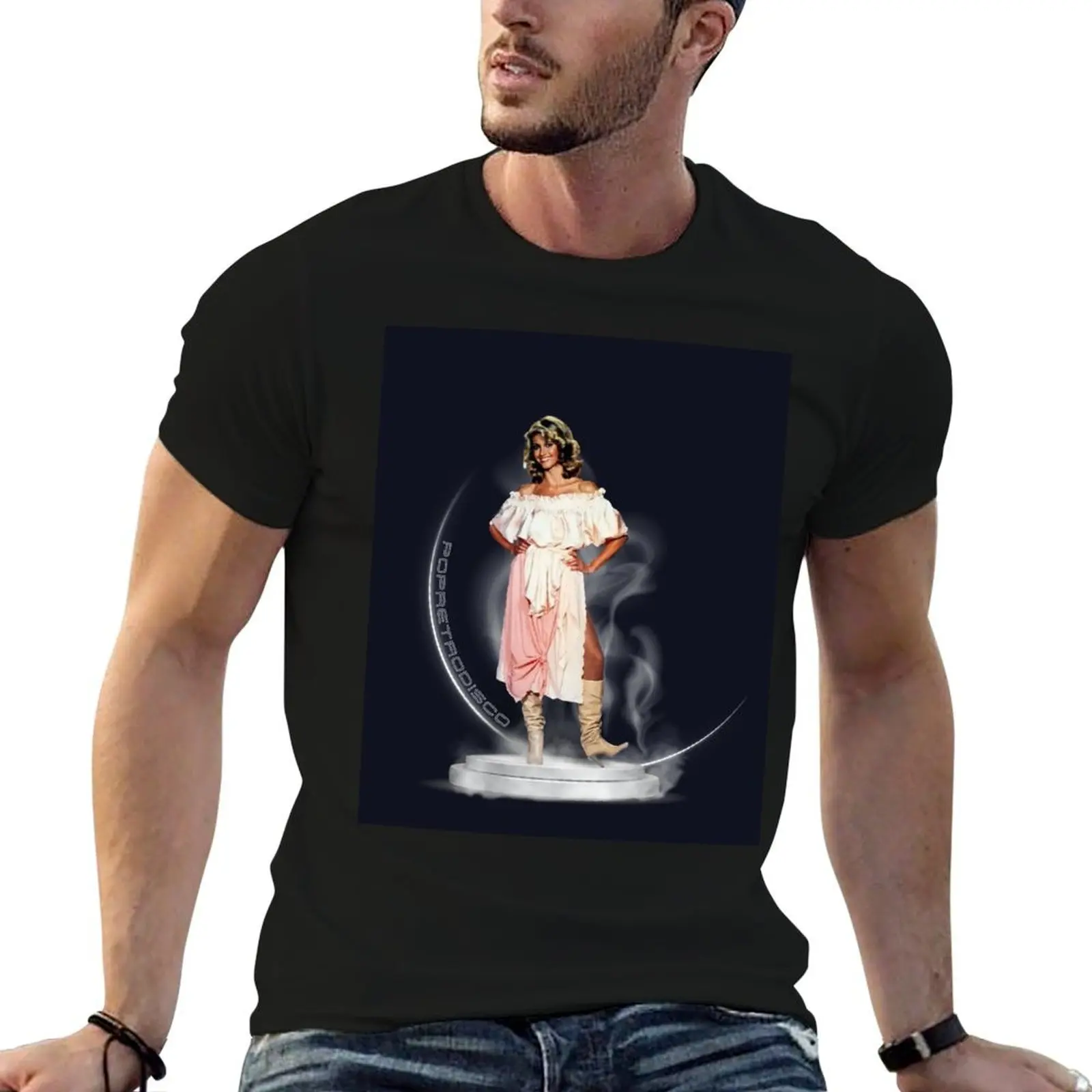 Olivia Newton-John - Xanadu - Smokin' Hot - Designed by PopRetroDisco T-Shirt Casual All Match Tee Shirt for Men
