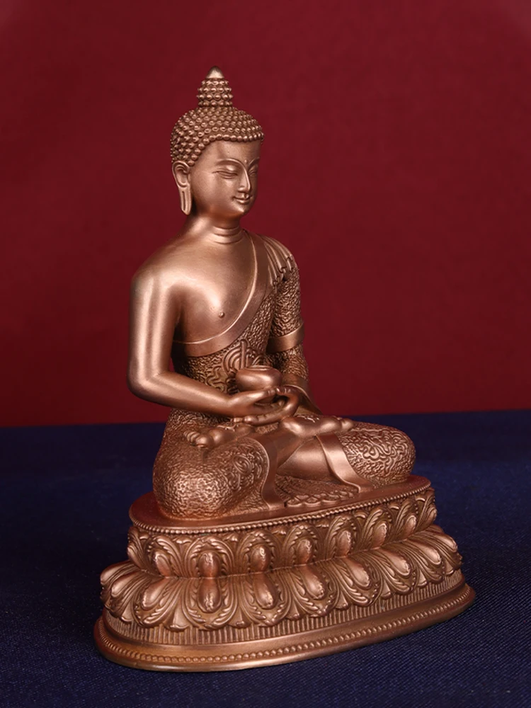 Amitabha  statue ornament 7 inch 3 inch  platform enshrines Tibetan Tantric red copper Three Treasures Buddha