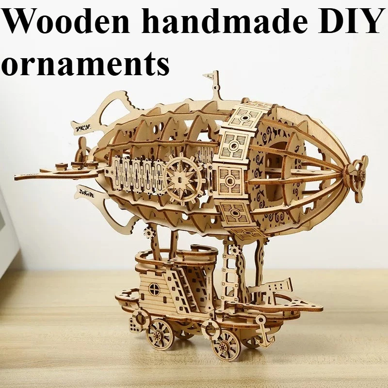

New DIY Three-dimensional Wooden Airship Mechanical Transmission Simulation Manual Assembly Creative Ornament Gift