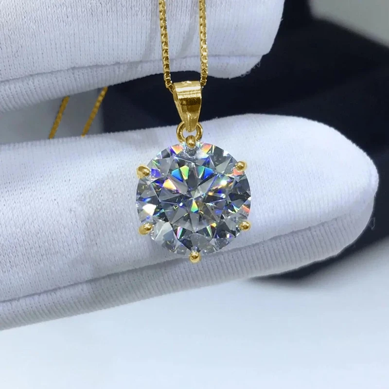 6.5mm/8mm/9mm/10mm/11mm Solitaire Six-claw VVS1 D-Color Moissanite Pendant Necklace for Women GRA Certified Jewelry Gift