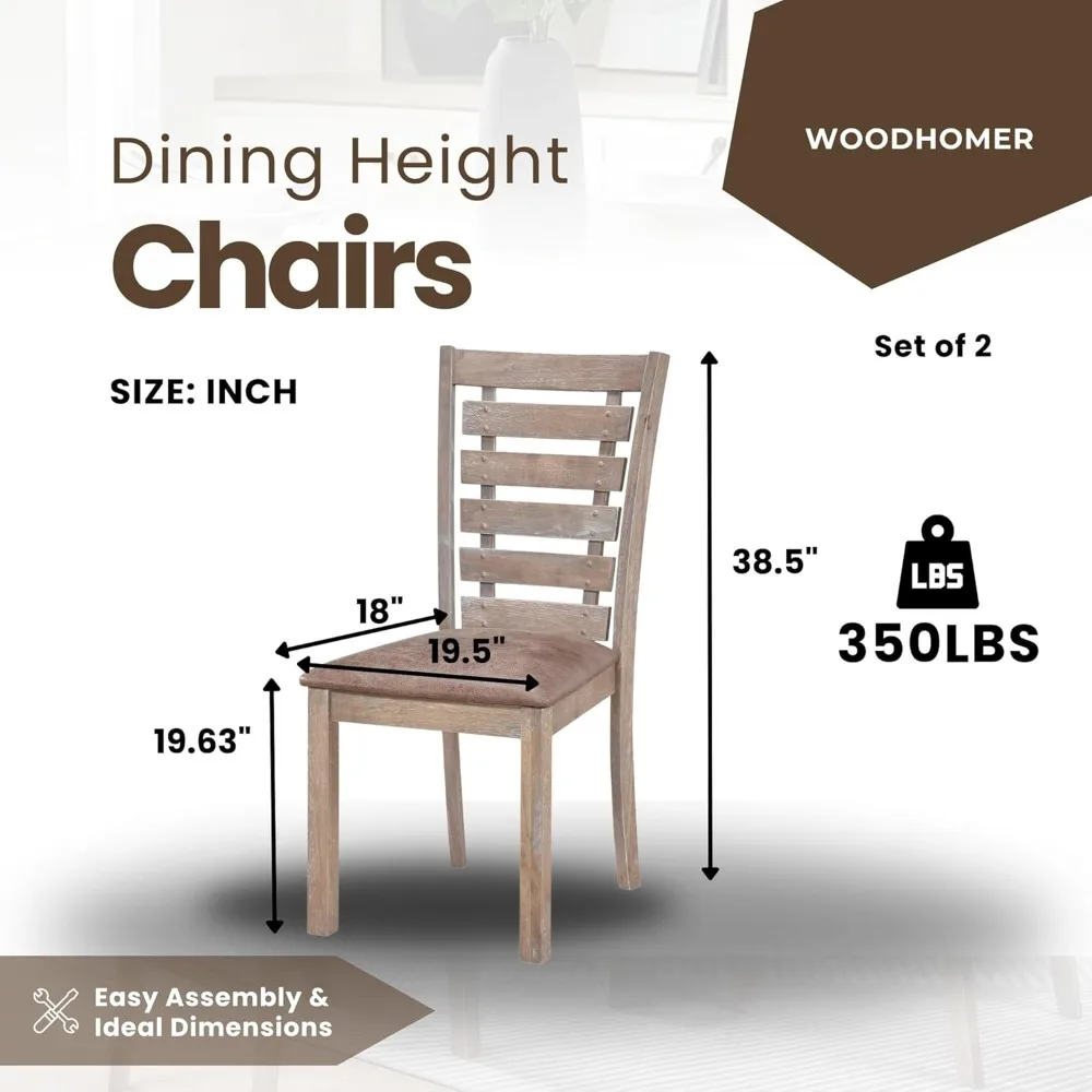 Grayish Brown Modern Upholstered Dining Chairs, Set of 2 for Farmhouse Kitchen Style