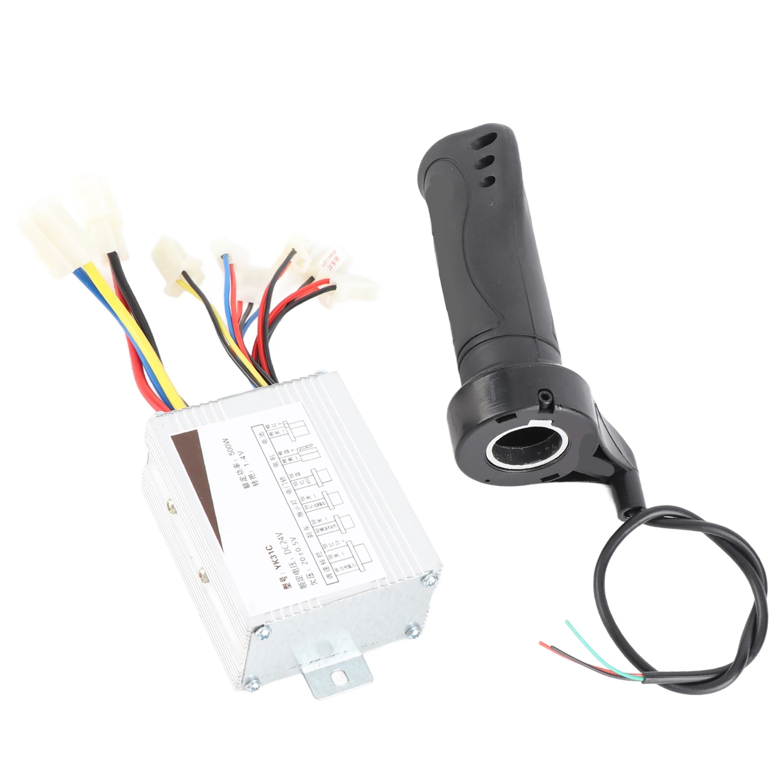 

24V 500W Electric Bike Brushed Controller Broken Line Electroplate Throttle Grip Set