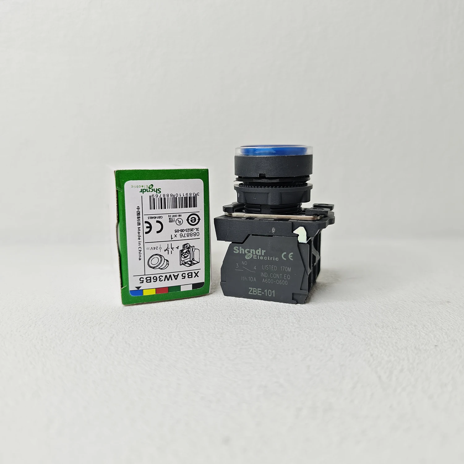 Pulsante luce blu XB5AW36B5 reset molla a testa piatta OEM