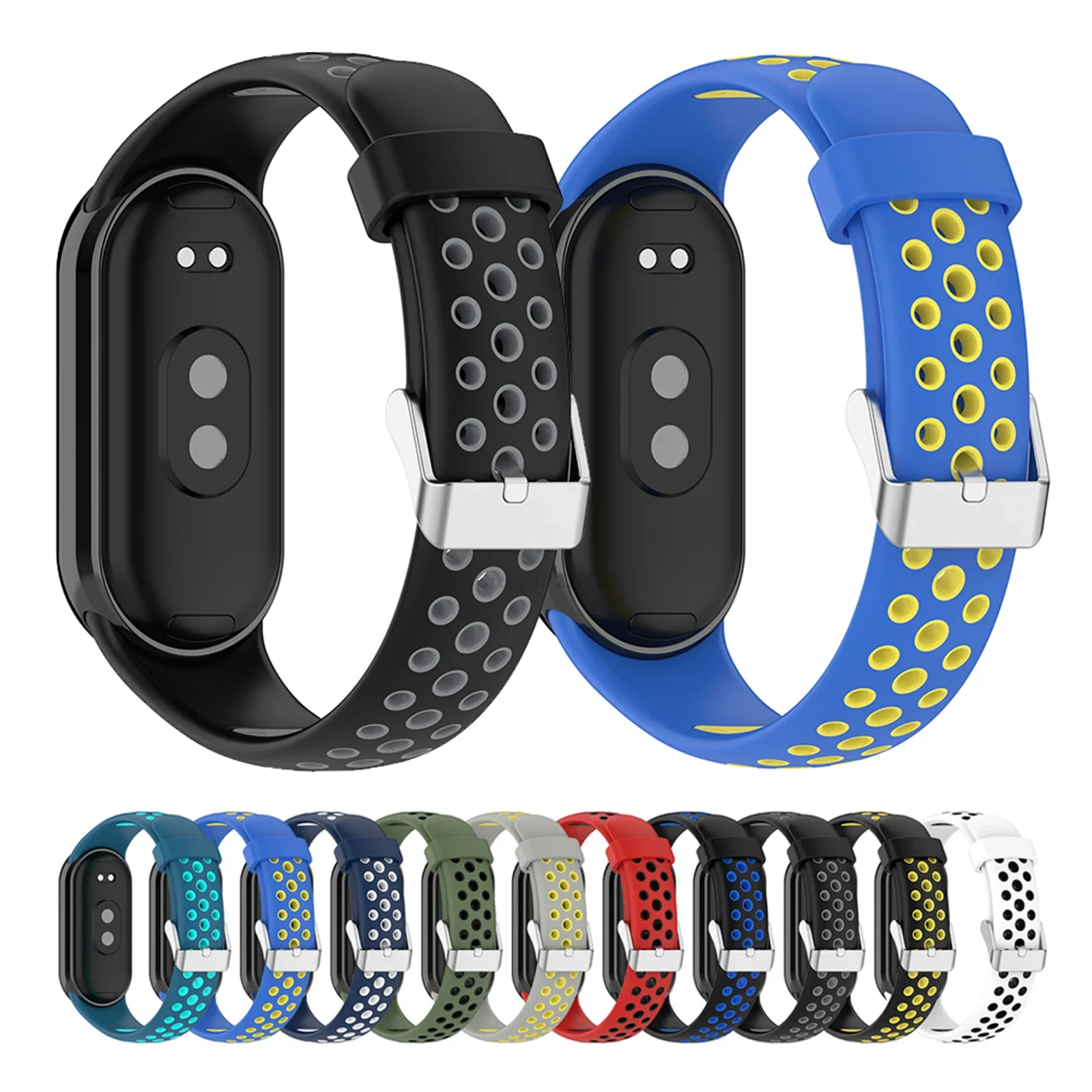 Silicone Strap For Xiaomi Mi Band 9 Two-Color Breathable Smart Watch Watchband Replacement Bracelet for Mi Band 8 9 Accessories