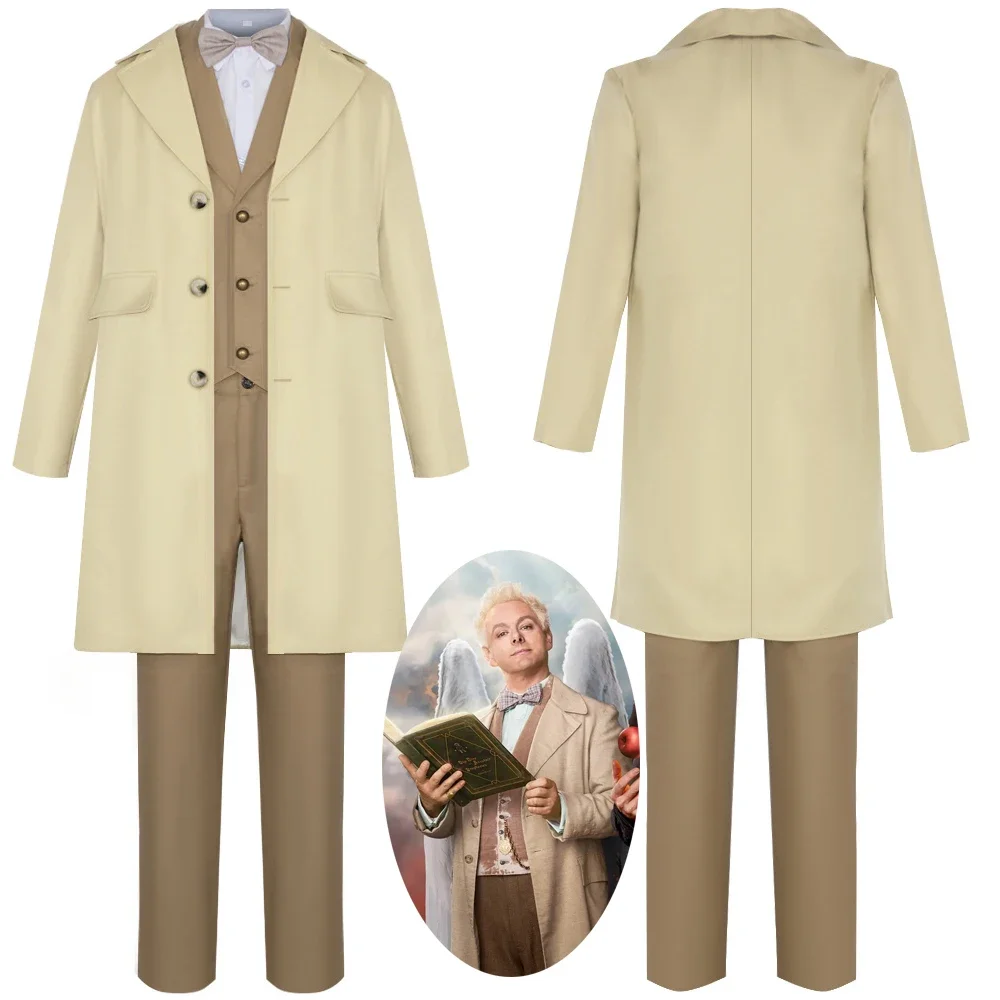 

TV Serise Good Omens Aziraphale Michael Sheen Cosplay Costume Adult Men Shirt Pants Suit Coat Uniform Halloween Carnival Clothes