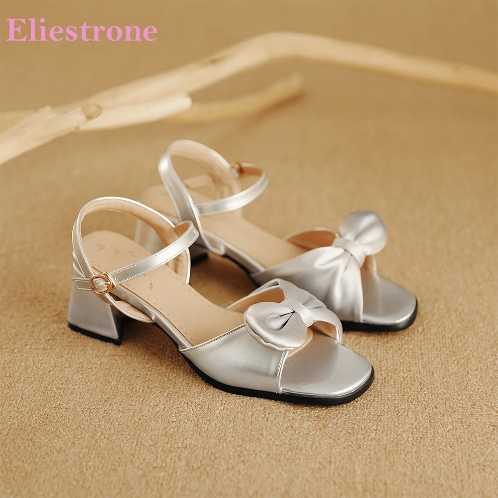 Summer Comfortable Silver White Women Sandals Hot Block High Heels Office Lady Shoes Plus Small Big Size 11 32 43 48