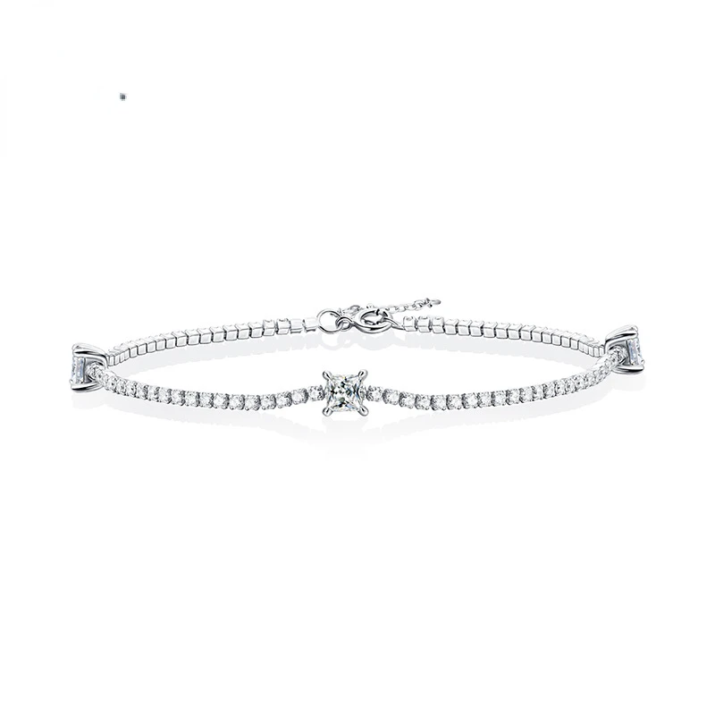 

S925 silver moissanite square bracelet women's fashion hand jewelry Dream Shadow Starlight new live broadcast volume is large,