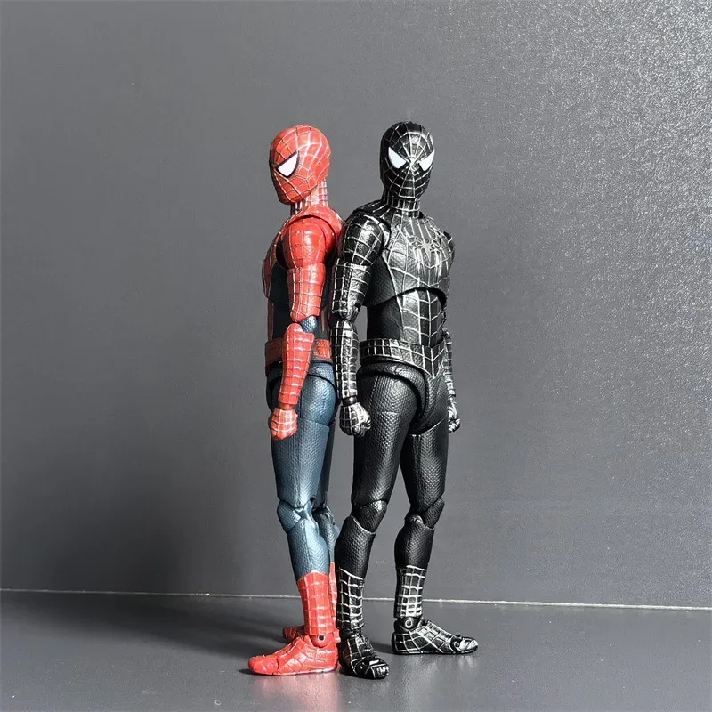 Juguetes calientes Anime Spiderman Mafex Peter Parker figuras Tobey Maguire SHF traje negro increíble Spider-Man figura de acción modelo juguete para regalo