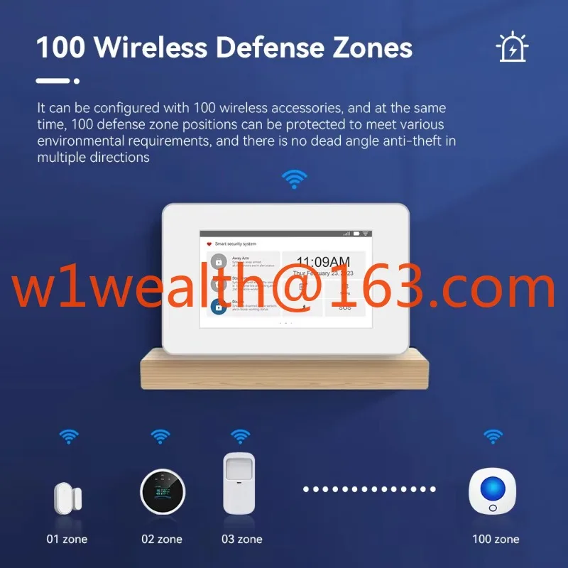 إصدارات جديدة لعام 2024، تطبيق حماية الأمان 4.3 بوصة، نظام إنذار أمان لاسلكي WiFi GSM مع 4 مناطق سلكية تدعم CMS #6