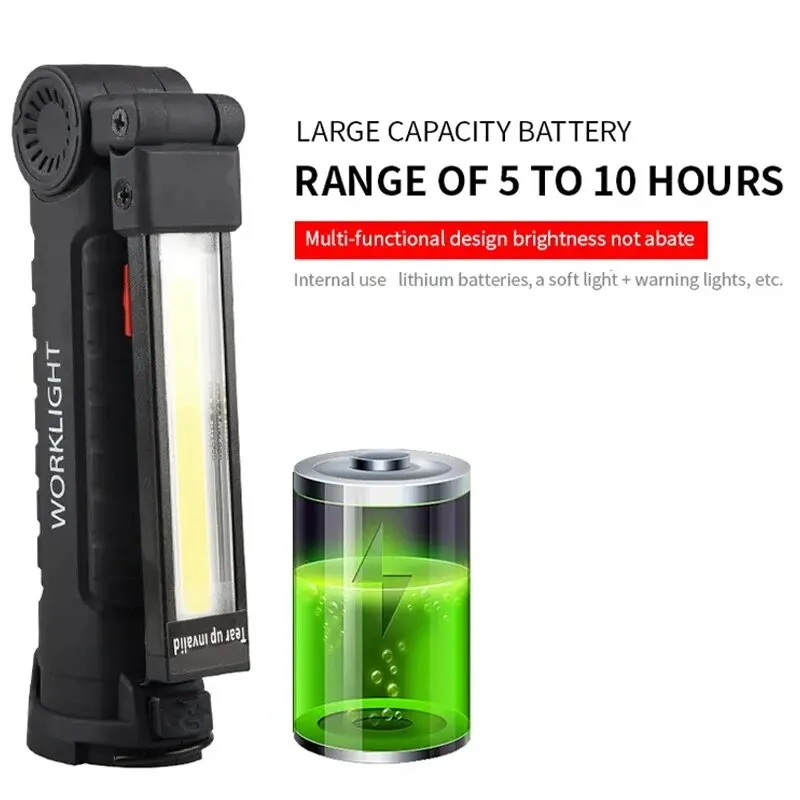 Multifunctional Charging Cob Work Light Led Inspection Light Folding Car Magnet Flashlight Maintenance Outdoor Tent Light