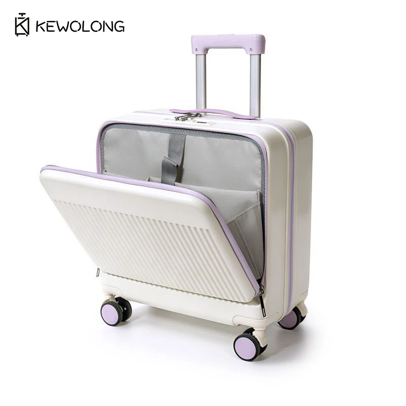 Ultra Lightweight Front Opening Carry On Suitcase 18/20 Inch,  Lock Small Multi-Function Travel Trolley Luggage
