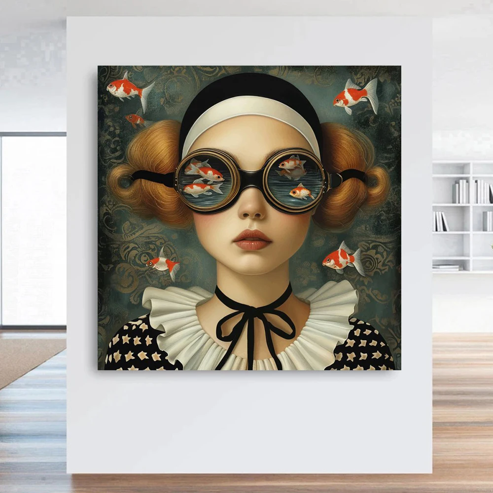Wanita Cantik dengan Kacamata  - Home Cinema Wall Art ulasan dan harga