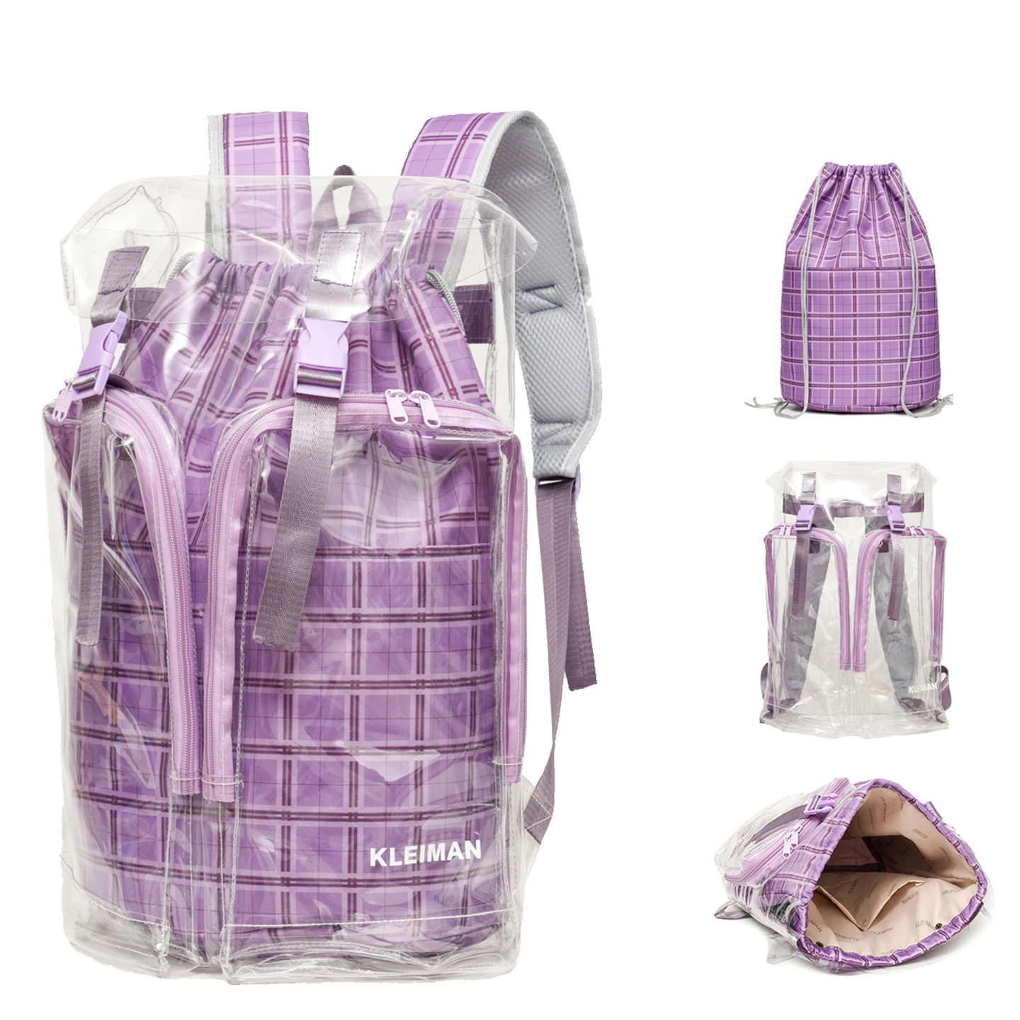 

Transparent Jelly Bag for Male High School Students, Large Capacity Pvc Pain-Relief Bag, Double Shoulder Bag for Women, Two-Piece Drawstring Bag, Waterproof Backpack