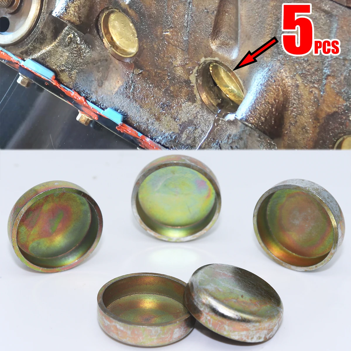 

1455107 Engine Core Plug Freeze Expansion Welch Plug Zinc Plated Cup for Ford Toyota Mercedes 1.6L Cylinder Head Block Set of 5