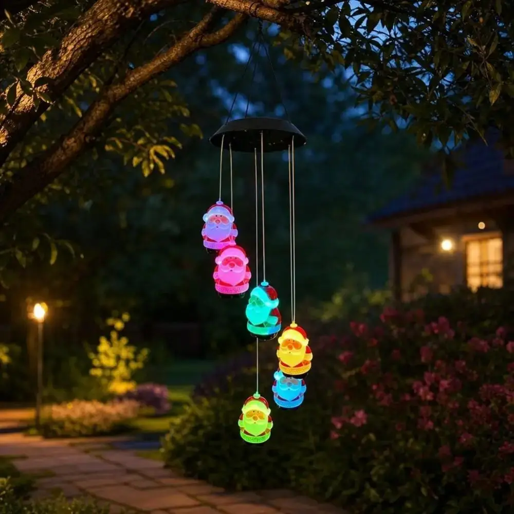 Easy To Use Star Wind Chime Light Santa Claus IP65 Solar Decorative Lamp Oval Night Light Hanging Solar Lamp Trees