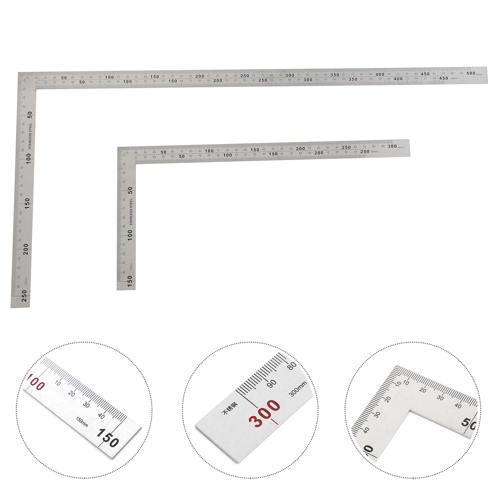 

2 pcs L-Square Ruler Stainless Steel Right Angle Tool For Woodworking Engineering Architecture Drafting Drawing Ruler Students