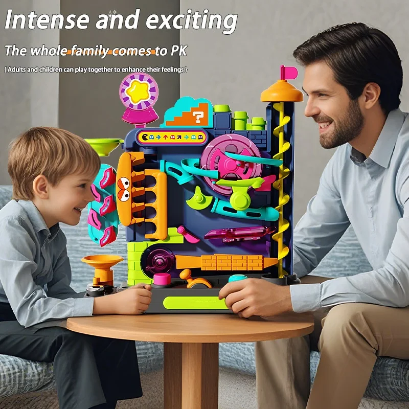 Lernspielzeug für Montessori: Mehrschichtiges Track-Abenteuerspiel, rollendes Ballmodell, interaktives Gehirn-Boosting-Spielzeug für Kinder