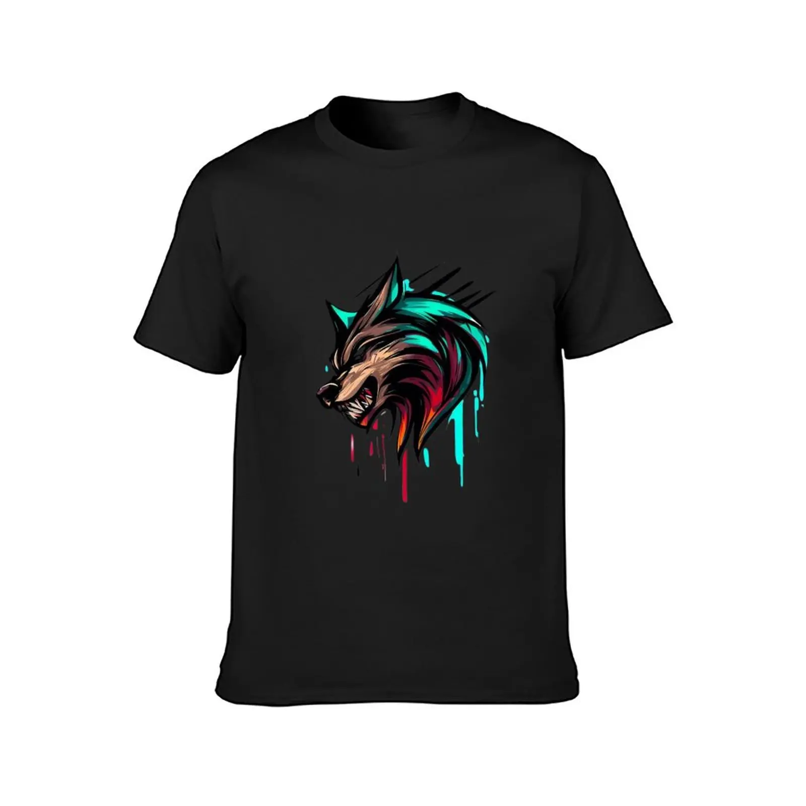 grafiti gaming wolf T-Shirt vintage oversizeds customs mens clothing