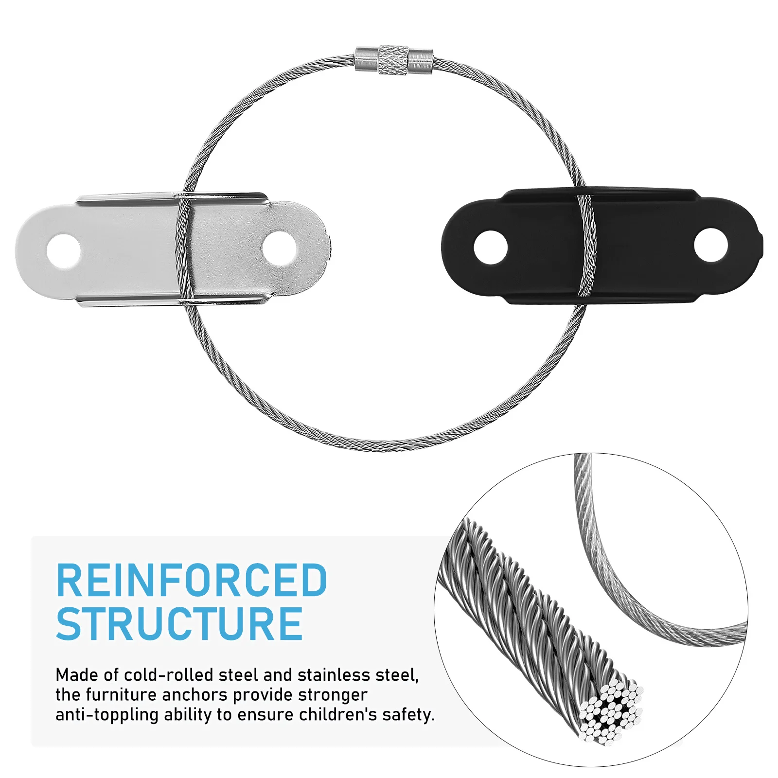 

2Pcs Furniture Anchors Anti Tip Kit Strong Cold Rolled Steel Straps for Secure Cabinet Dresser to Wall Child Safety