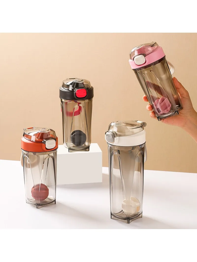 Copo de Água Esportivo Portátil de Grande Capacidade em Plástico, Misturador de Shake de Proteína, Copo para Atividades ao Ar...