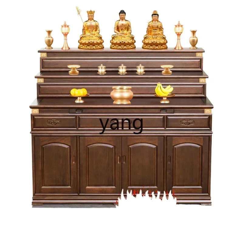 CX stepped altar cabinet solid wood shrine new Chinese tribute table three-layer table