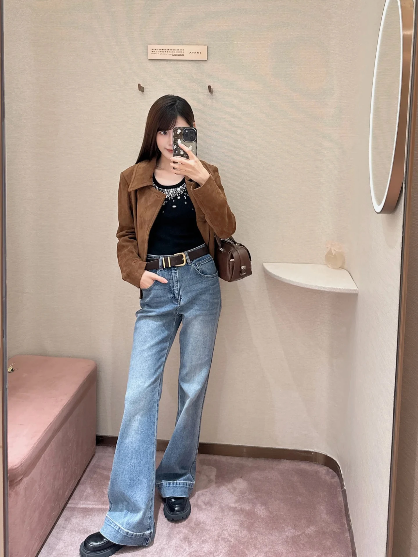 

Женские джинсы с высокой талией, облегающие, слегка расклешенные, из эластичного хлопка, на молнии, универсальные брюки-буткат для всех сезонов