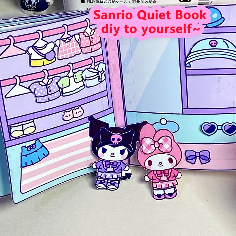 Sanrio Kuromi Cinnamoroll libro tranquilo My Melody hecho a mano DIY juguetes para niños desarrollo capacidad práctica regalo de cumpleaños para niña