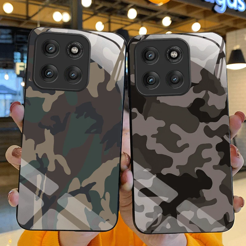 

Hard Tempered Glass Case For Motorola Moto Edge 70 Pro Fusion Protective Cover Camouflage Back Shell Fundas