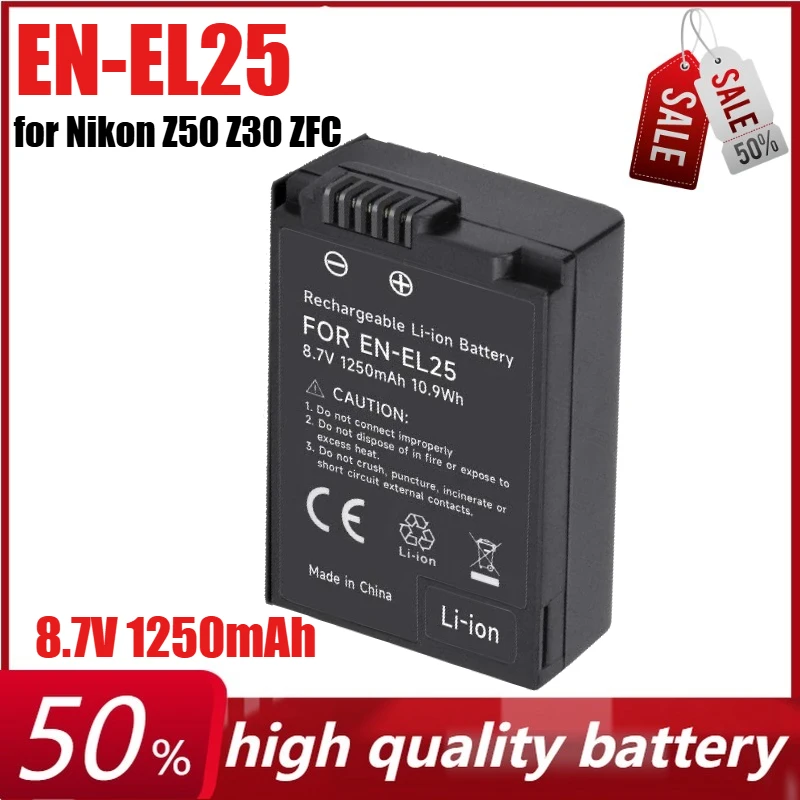 

EN-EL25 8.7V 1250mAh Battery with SD Card Reader/Battery Storage Box /LCD Charger 3 in 1 for Nikon Z50 Z30 ZFC Z 50 Z FC