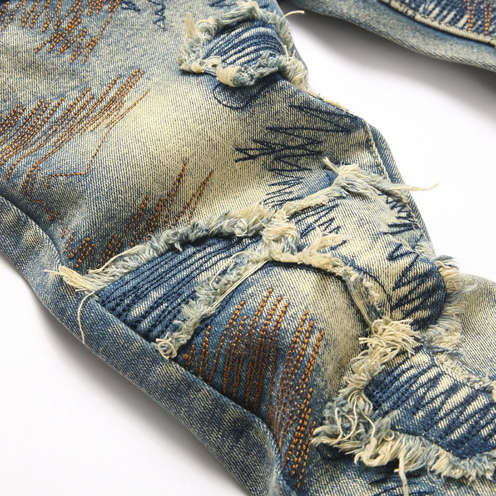 Men Embroidery Patch Boot Cut  - Men Shoes Jeans review and price