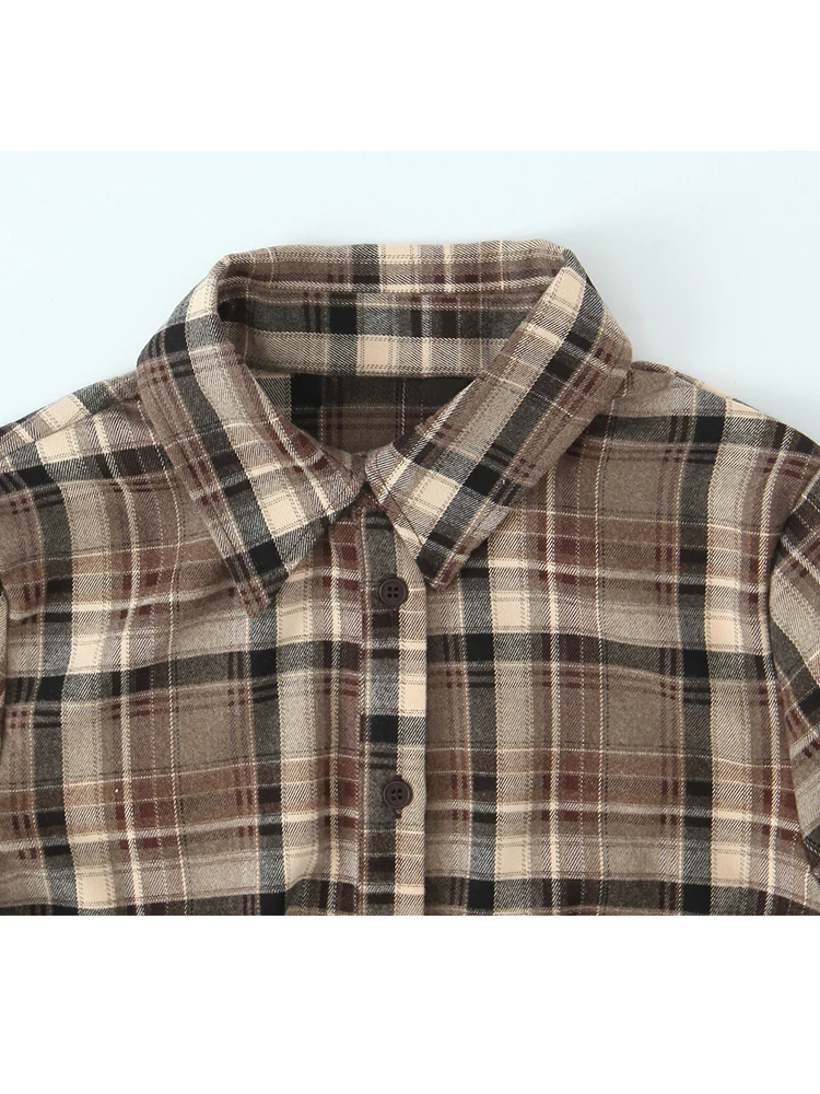 ชุดเซ็ตเสื้อเชิ้ตลายสก็อตทรงเข้ารูป 2 ชิ้น เสื้อแขนยาว กางเกงขายาวทรงตรง สำหรับผู้หญิง แฟชั่นสตรีท ฤดูใบไม้ร่วง 2025 ชุดลำลอง