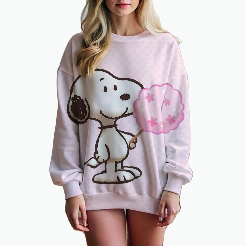 Woman\'s Hoodie New Autumn/Winter Fashion Y2K Snoopy cartoon print Sweatshirts Round Neck Coat Loose Long Sleeve Hatless Hoodie