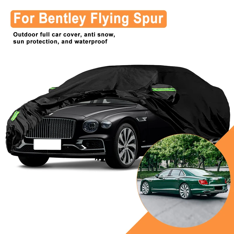 Full Car Cover For Bentley Flying Spur All Weather Outdoor Snow Sun UV Dustproof with Reflective Strips Wind Straps