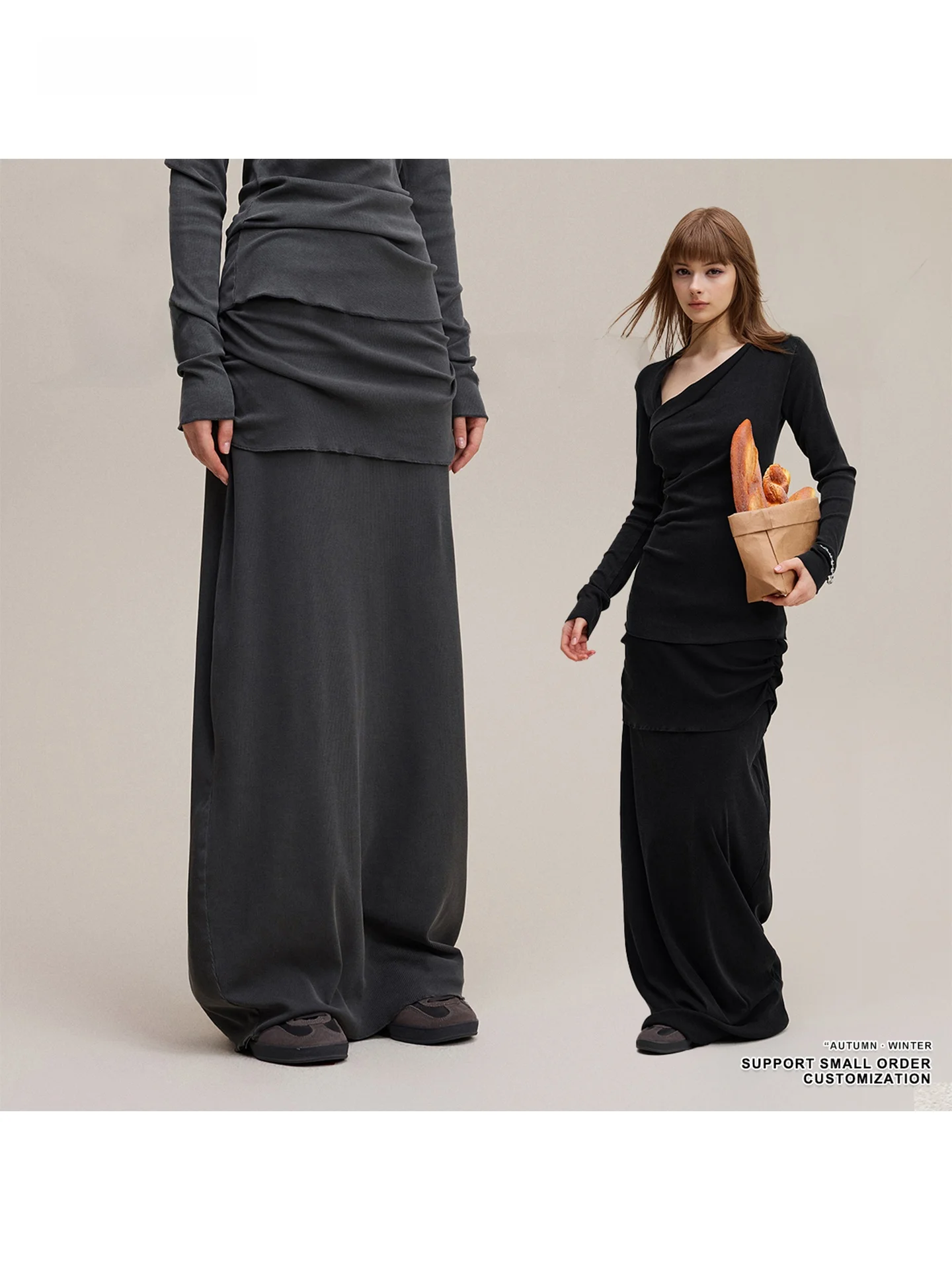 

Осенне-зимняя женская облегающая джинсовая юбка макси из хлопка, стрейч, прямого кроя, однотонная