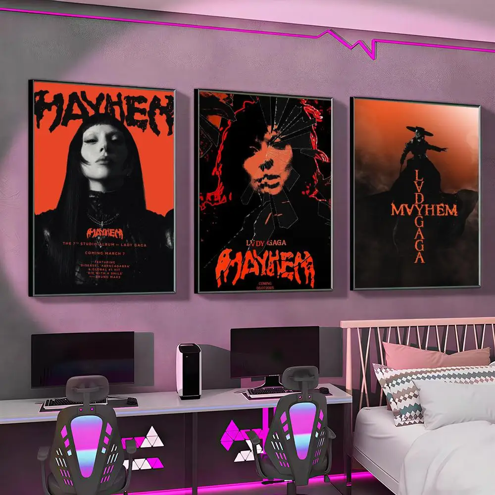 Singer L-Lady Gaga Mayhem Poster Versatile HD Waterproof Wall Art Self-Adhesive Decor for Any Space Ideal Gift