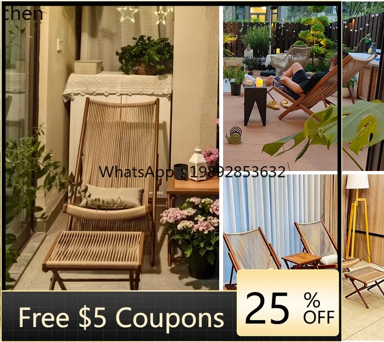 r5.13   Balcony Lounge Chair Home Casual Folding Chair Garden Tea Table  Sofa Terrace Chair