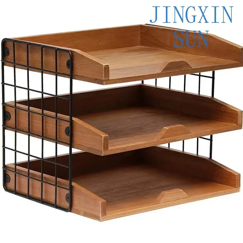 metal frame three tiered wooden tray space-saving wood tier tray for home