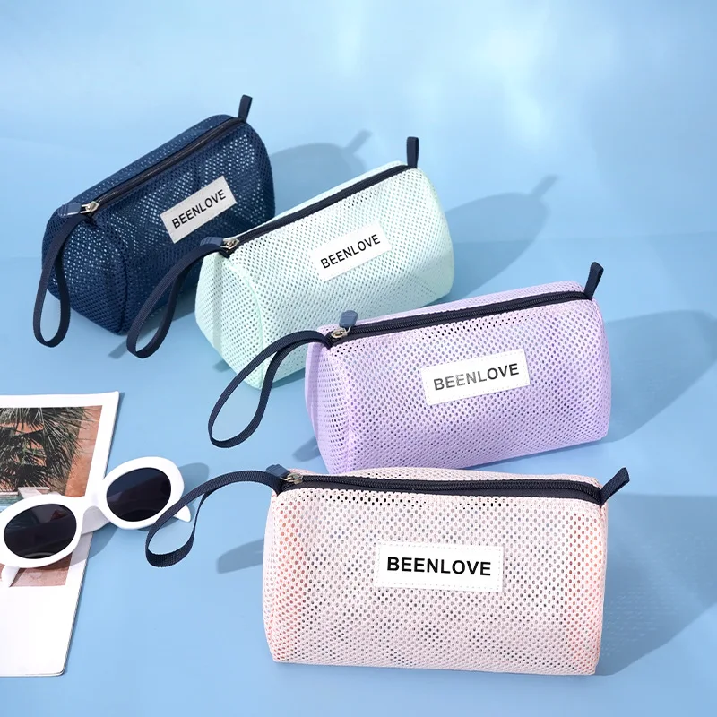 Portable Mesh Cosmetic Storage Bag Swimming Goggles Beach Bag Multi-Purpose Travel Toiletry Bag Modern Simple Style Handbag